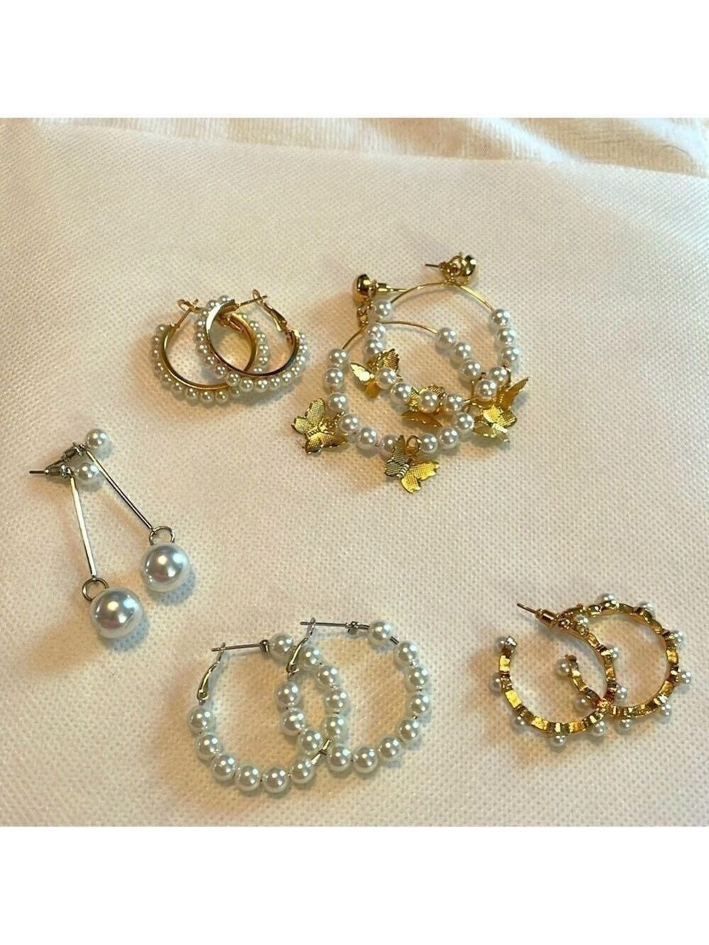 5 Pair Earring Set - Goldtone & Silvertone - Dangle & Hoops NWOT